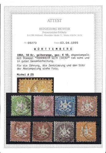 Württemberg Mi 25-29° (mit 28 a-d), teil gep. / sig., 29 FA, ME 1.345€