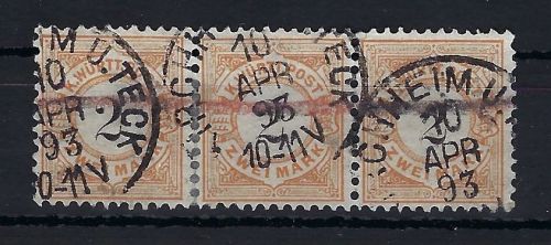 Württemberg Mi 53 a° waagerechte Dreierstreifen, ungefaltet, ME 120€