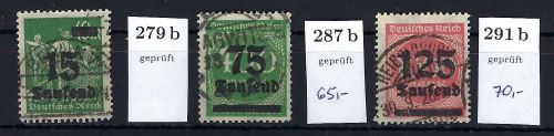 DR Mi 279b, 287b, 291b je gest. und gep. Infla Berlin, ME 139,50€