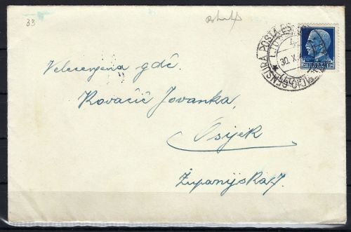 Italien. Verwaltung Slowenien, Zensurbrief Ljubljana n. Osijek 1941