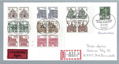 Berlin Mi 242-249 Paar-Satz auf Brief mit SoSt Berlin 12, ME 280€