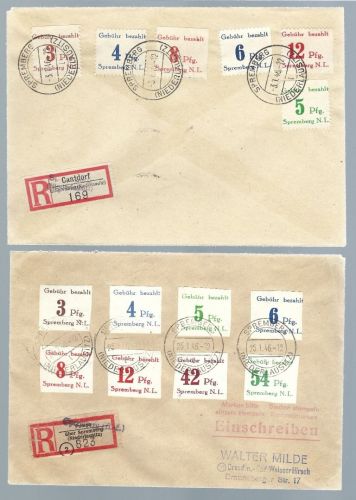 Lokalausgaben 1945-50, Spremberg Mi 1-6, 7-14 auf 2 Briefe