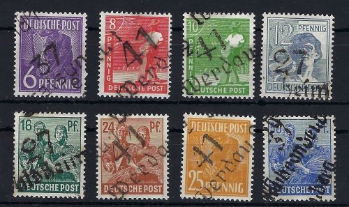 SBZ Bezirkshandstempel, 8 Werte ** alle BPP geprüft