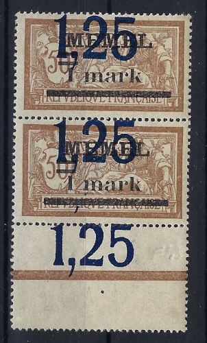 P) Memel 49 ** senk. Paar mit LF, eklatanter Druckverschiebung auf LF