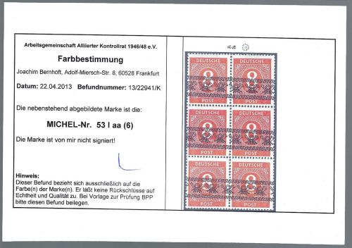 P) Bizone Mi 53 I aa ** (6) Farbbestimmung Arge