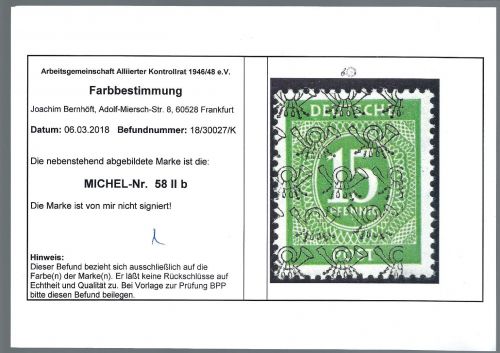 P) Bizone Mi 58 II b ** Farbbestimmung Arge