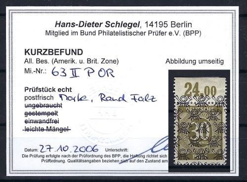 P) Bizone Mi 63 II b P OR * , KB Schlegel BPP