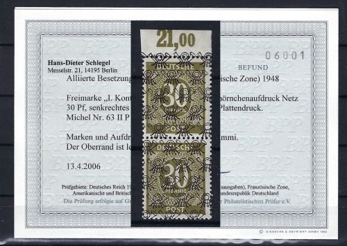 P) Bizone Mi 63 II b P OR ** , Befund Schlegel BPP, ME 250€