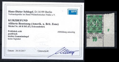 P) Bizone Mi 68 II DZ F **, KB Schlegel BPP, ME _._