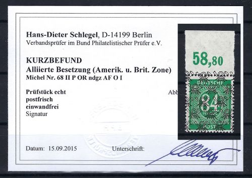 P) Bizone Mi 68 II P OR **, KB Schlegel BPP
