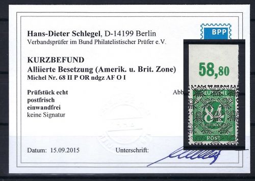 P) Bizone Mi 68 II P OR **, KB Schlegel BPP