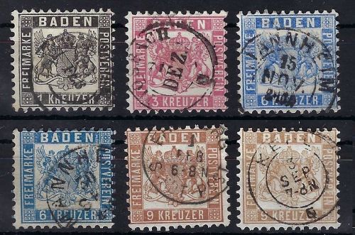 Baden Mi 17, 18, 19a/aa, 20 a/ba je gestempelt, ME 229€