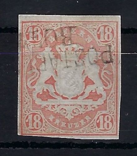 Bayern Mi 19 ° mit Postablagestempel, 1 Seite berührt sonst vollrandig
