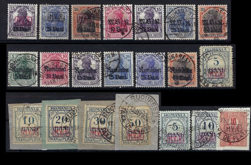 Militärverw. Rumänien, Lot aus Mi 1-12 ° und Porto 1-8 °, ME 425€