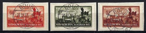 Saargebiet Mi 168-170°, 3 Luxus Briefstücke, gp. Hoffmann BPP, ME 200€