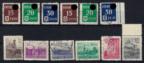 D. Bes. Estland, Mi 1-3 x/y (y Satz BPP), 4-9 ° teils gp. BPP, ME 155€