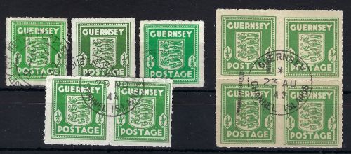 D. Bes. Guernsey Mi 1 b-d, f, j gestempelt, teils BPP gepr., ME 147€