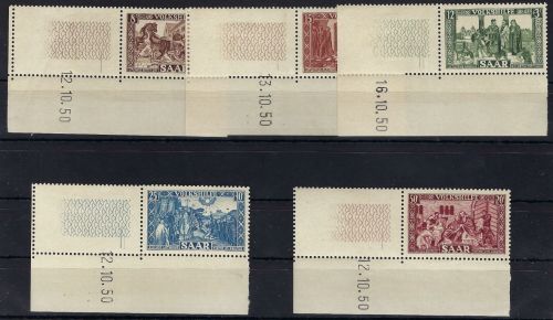 Saar Mi 299-303 Br, Rand mit falz, Marken **