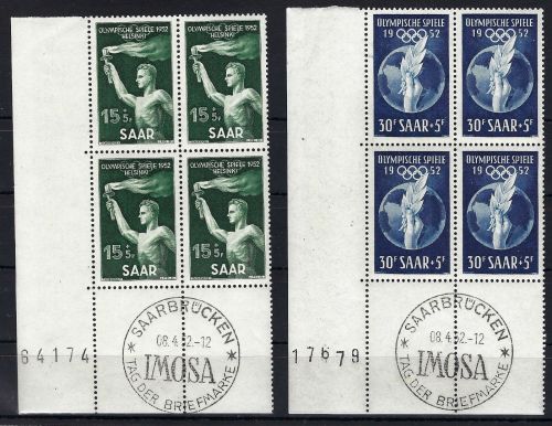 Saar Mi 314-315 VB mit Bogennummer, im UR mit SoSt