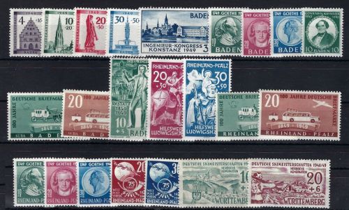 Fr. Zone Baden - Württemberg, postfrische Zusammenstellung, ME 325,50€