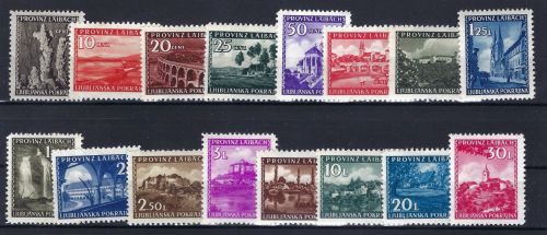 C) D. Bes. Laibach Mi 45-60**, 45-48, 50-60 gepr. Krischke BPP, ME 450€