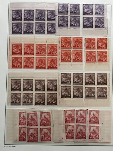 P) B&M Mi 65-78 Pl.-St **, kplt. Sammlung im 4er-Blk. Ecke 1-4 + EZM