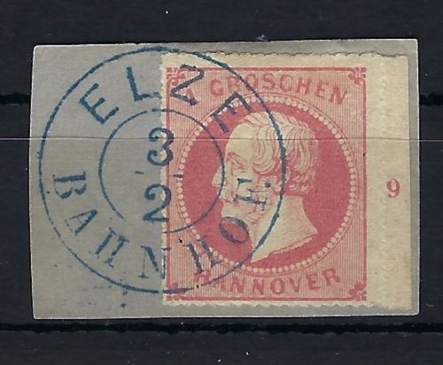 P) Hannover Mi 23 y Randstcük mit RZ 9, Luxus Qualität, + 50%