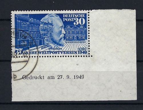 P) Bund Mi 116 ° Eckrand UR, A Bogen, Druckdatum 27.9.1949, ungefaltet