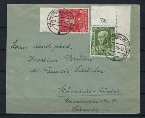 P) Bund Mi 118 Eckrand OR + 119 OR Auslandsbrief