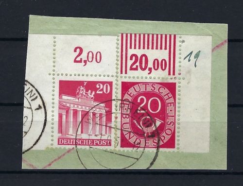 P) Bund Mi 130 Eckrand OR + Bizone Mi 85 wg, Briefstück