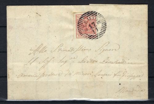 P) Lombardei-Venetien Mi 3y breitrandig, von Sermide n. Mantova