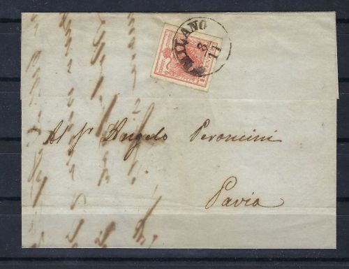 P) Lombardei-Venetien Mi 3y EF befördert von Mailand n. Pavia