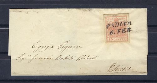 P) Lombardei-Venetien Mi 3y EF befördert von Padua n. Chiene