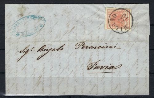 P) Lombardei-Venetien Mi 3y EF befördert von Mailand n. Pavia