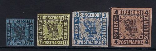 Bergedorf Mi 1a* , 3-5*, ungebr. mit Falz je gep. Mozek BPP, ME 140€