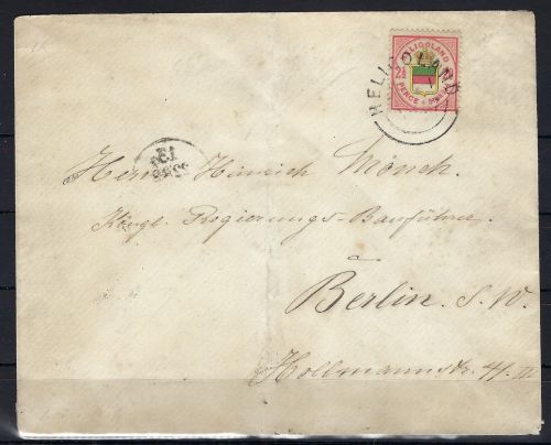 Helgoland Mi 18 e EF/Bedarfsbrief Helgoland n. Berlin, gep. Schulz BPP