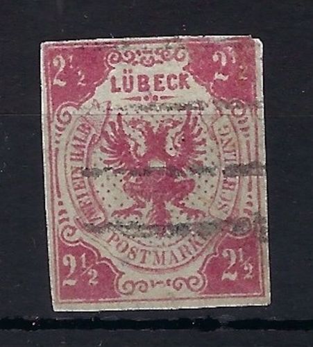 Lübeck Mi 4 ° gep. W. Engel BPP, mE 1.200€, Mängel