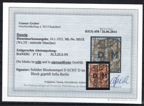 Danzig Dienst Mi 31 X ° mit Befund Gruber BPP, ME 350€, einwandfre