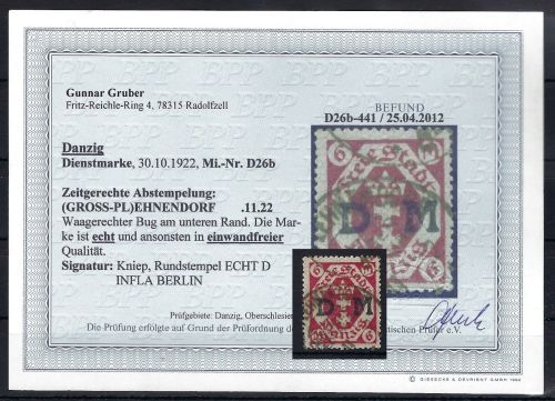 Danzig Dienst Mi 26 b ° mit Befund Gruber BPP, ME 450€