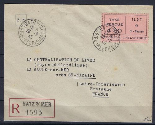 C) D. Bes. Frankreich, Mi 3 R-Brief Batz/Mer n. La Baule sur Mer