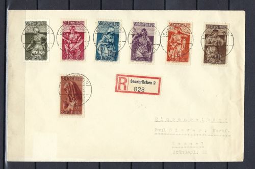 C) Saargebiet Mi 171-177 Satzbrief, befördert von Saarbrücken n. Kassel
