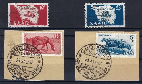 C) Saarland Mi 260-61 °, 265-66 ° , meist BPP geprüft, ME 100€