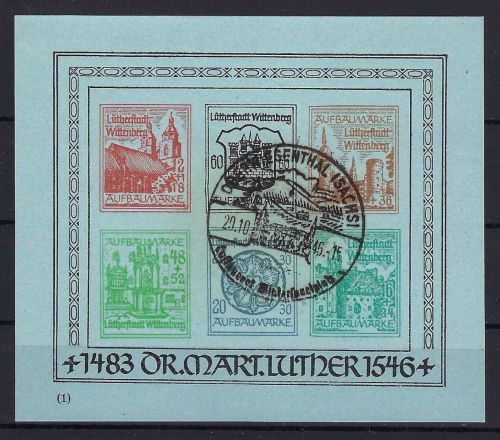 C) Lokalausgaben 1945-50 Wittenberg Block II mit SoSt, ME 120€