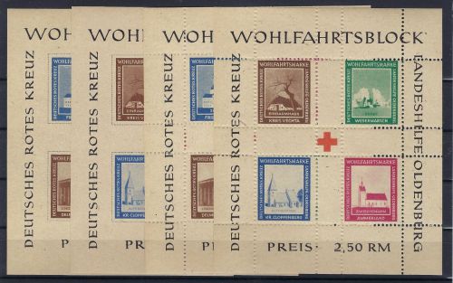 C) Lokalausgaben 1945-50 Oldenburg Block I/II A + B **, ME 150€