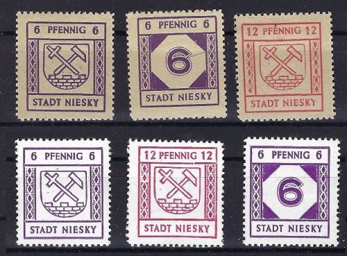C) Lokalausgaben 1945-50 Niesky Mi 5-7x und 16/18 * mit Falz, ME 340€