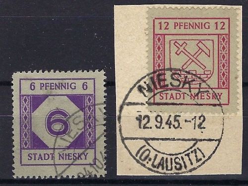 C) Lokalausgaben 1945-50 Niesky Mi 1-2 °, ME 350€