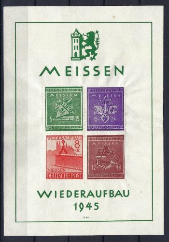 C) Lokalausgaben 1945-50 Meissen Block 1 ** ME 300€, Mängel