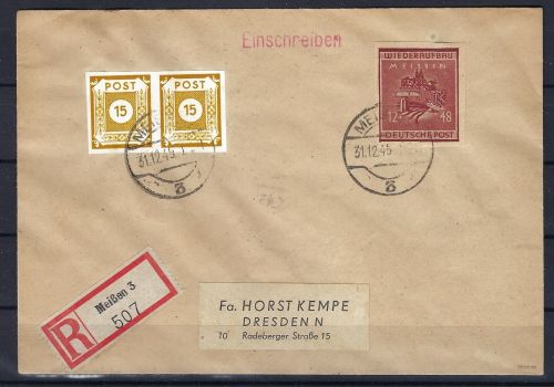 C) Lokalausgaben 1945-50 Meißen FDC Mi 38 Ba, geprüft Zierer