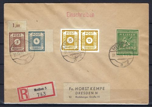 C) Lokalausgaben 1945-50 Meißen FDC Mi 35 B, geprüft