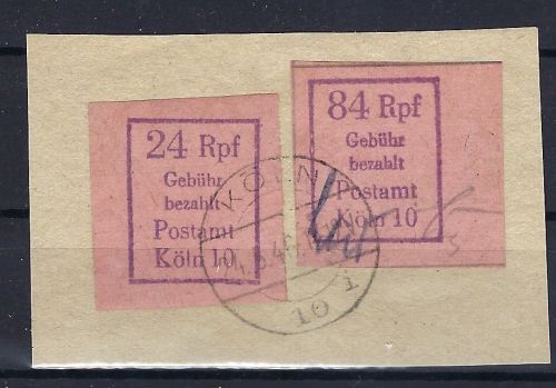 C) Lokalausgaben 1945-50 Köln Mi 1-2, Briefstücke, ME 1.300€